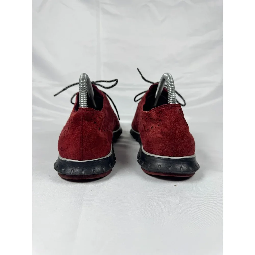 Cole Haan Zerogrand W01615 Women 9.5 B Dress Shoes Burgundy Suede Wingtip Oxford